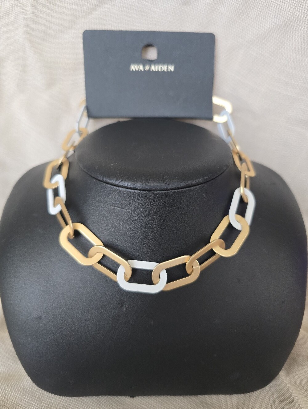 Ava & Aiden Two-Tone Gold and White Link Necklace
